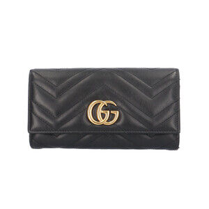 Pre-owned Gucci Continental Wallet GG Marmont Leather Long 443436 Women's